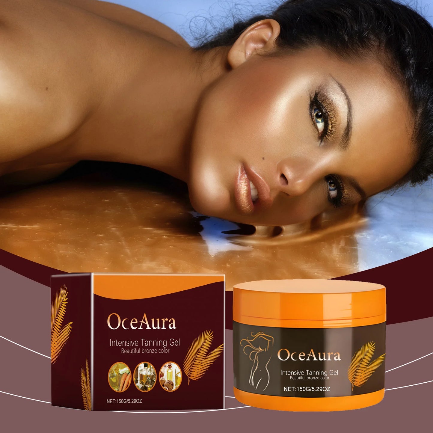Body Tanning Gel Lasting Natural Bronzing Shiny Brown Skin Radiation Protect Nourishing Sunless Tanning Accelerator Cream 150G