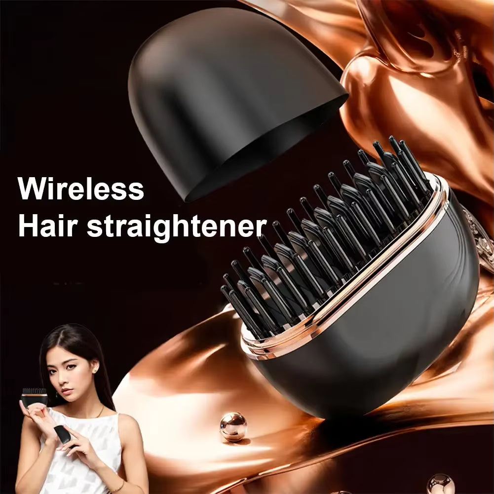 Cordless Hair Straightener Brush 3 Temp Adjustable Fast Heating Electric Hot Brush Hair Straightening Styling Detangling Comb