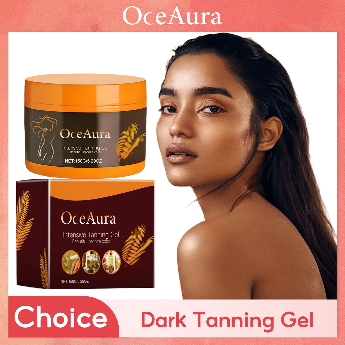 Body Tanning Gel Lasting Natural Bronzing Shiny Brown Skin Radiation Protect Nourishing Sunless Tanning Accelerator Cream 150G