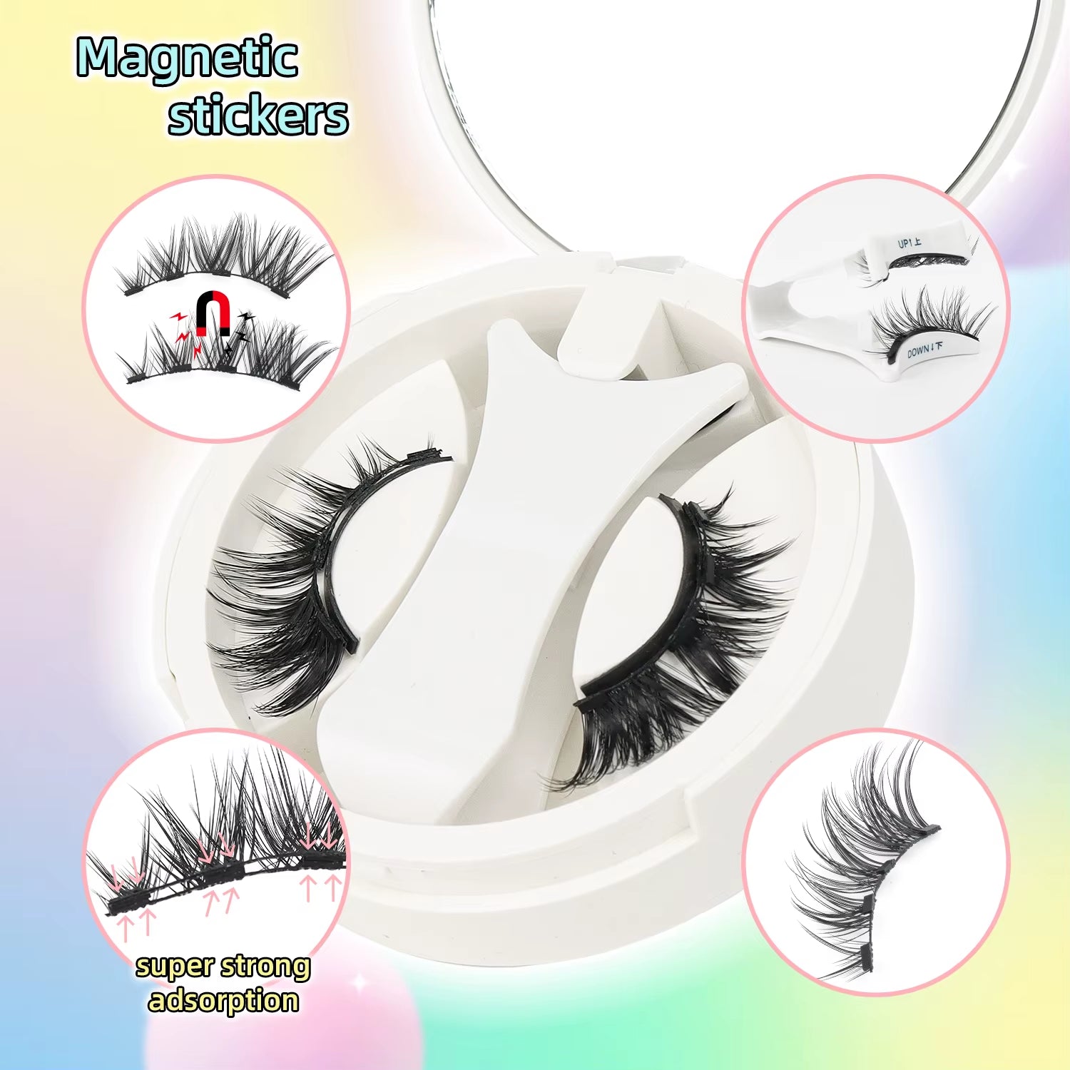 Magnetic Eyelashes with Applicator 1 Pairs Natural Look Magnetic Lashes No Glue Needed Reusable Eyelashes Soft with Applicator